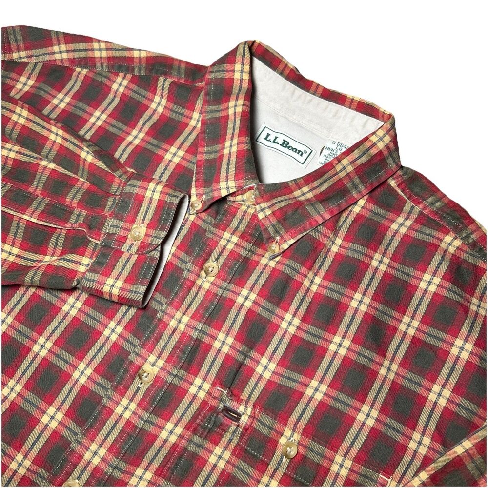 L.L. Bean Men’s L Tall Scotch Plaid Long Sleeve Button Down‎ Shirt Vintage EUC